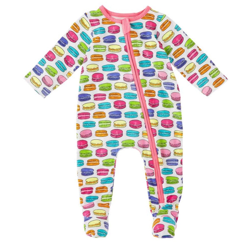 Mud Pie Infant Girls Macaroons Sleeper 0-3 Months, Colorful Macaroons Sleeper